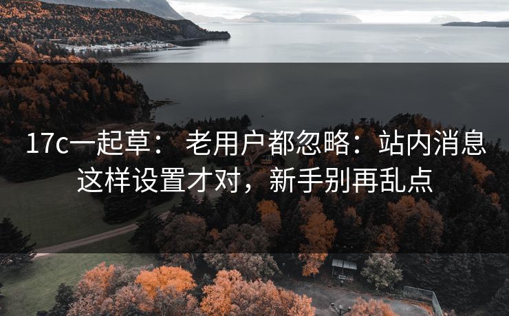 17c一起草： 老用户都忽略：站内消息这样设置才对，新手别再乱点
