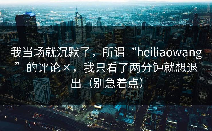 我当场就沉默了，所谓“heiliaowang”的评论区，我只看了两分钟就想退出（别急着点）